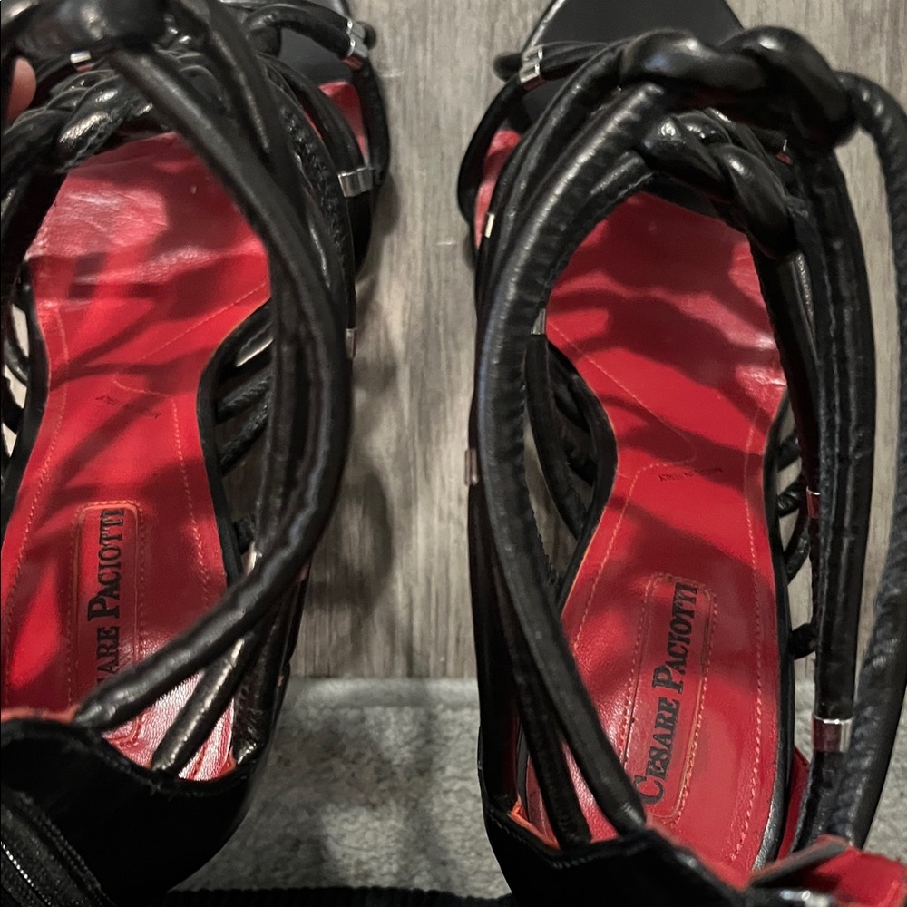 Cesare Paciotti Black Strappy Heels - Picture 8 of 10